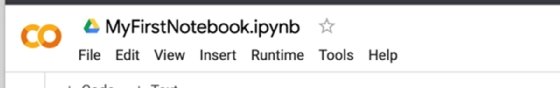 The file name has been changed from 'Untitled0' to 'MyFirstNotebook.'